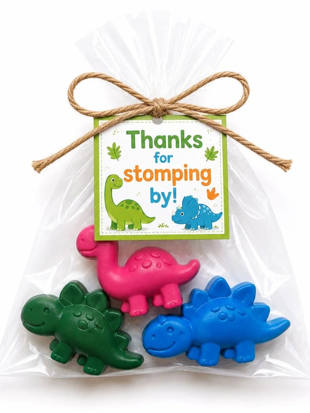 Set of 3 Handmade Dinosaur Crayons for Party Favors/Gifts